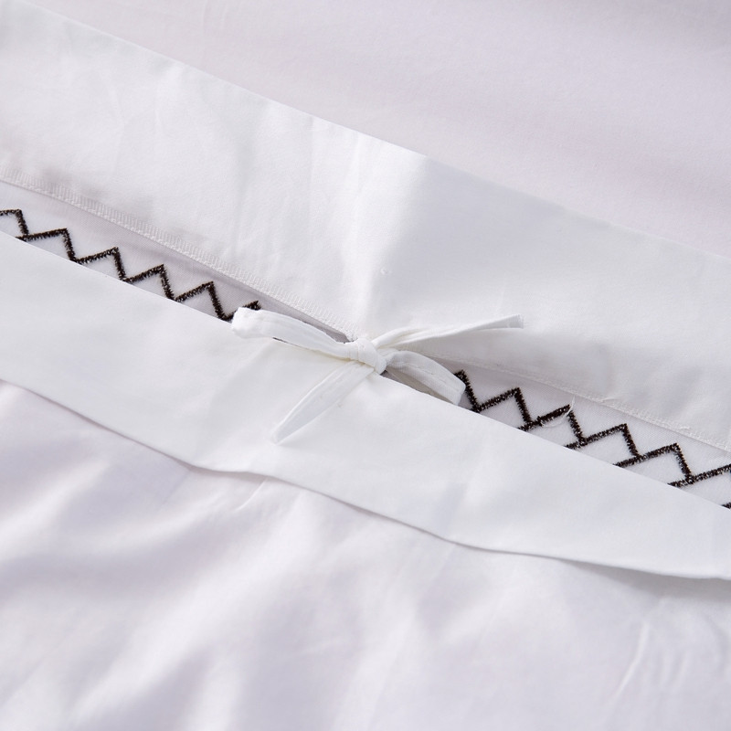 Set di lenzuola per camera da letto dell'hotel ricamato con freccia in cotone 100% bianco 6080S Set di lenzuola per camera da letto dell'hotel ricamato con freccia in cotone 100% bianco 6080S
