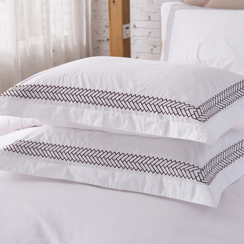 Set di lenzuola per camera da letto dell'hotel ricamato con freccia in cotone 100% bianco 6080S Set di lenzuola per camera da letto dell'hotel ricamato con freccia in cotone 100% bianco 6080S