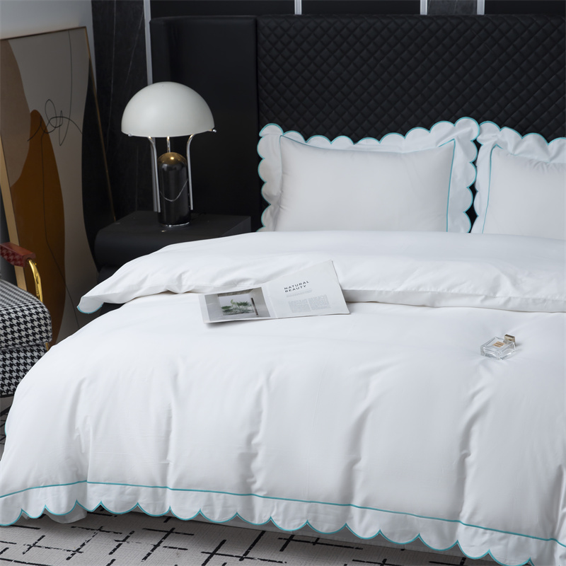 Nuovo set di biancheria da letto in rasatello di cotone 400TC con taglio ricamato Nuovo set di biancheria da letto in rasatello di cotone 400TC con taglio ricamato