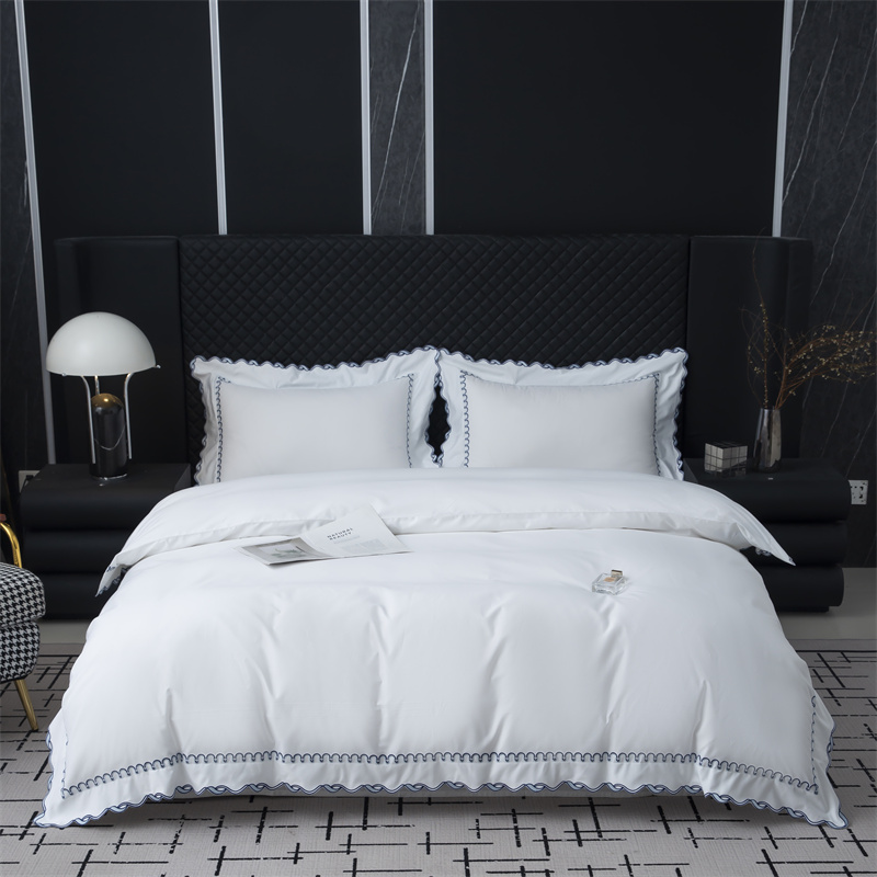 Set di biancheria da letto in raso di cotone 350TC dal design raffinato con ricamo