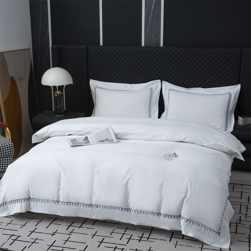 Set di biancheria da letto in raso di cotone 500TC con nuovo motivo ricamato Set di biancheria da letto in raso di cotone 500TC con nuovo motivo ricamato