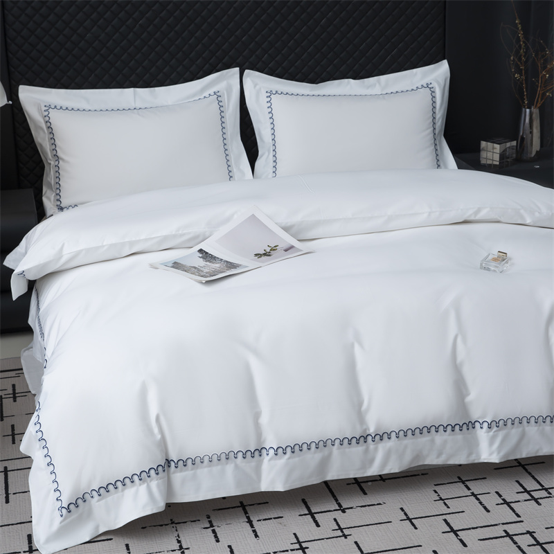 Set di biancheria da letto in raso di cotone 500TC con nuovo motivo ricamato Set di biancheria da letto in raso di cotone 500TC con nuovo motivo ricamato