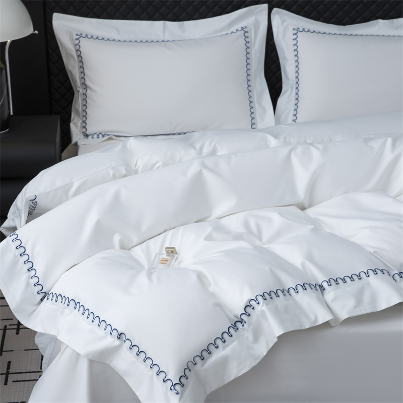 Set di biancheria da letto in raso di cotone 500TC con nuovo motivo ricamato Set di biancheria da letto in raso di cotone 500TC con nuovo motivo ricamato