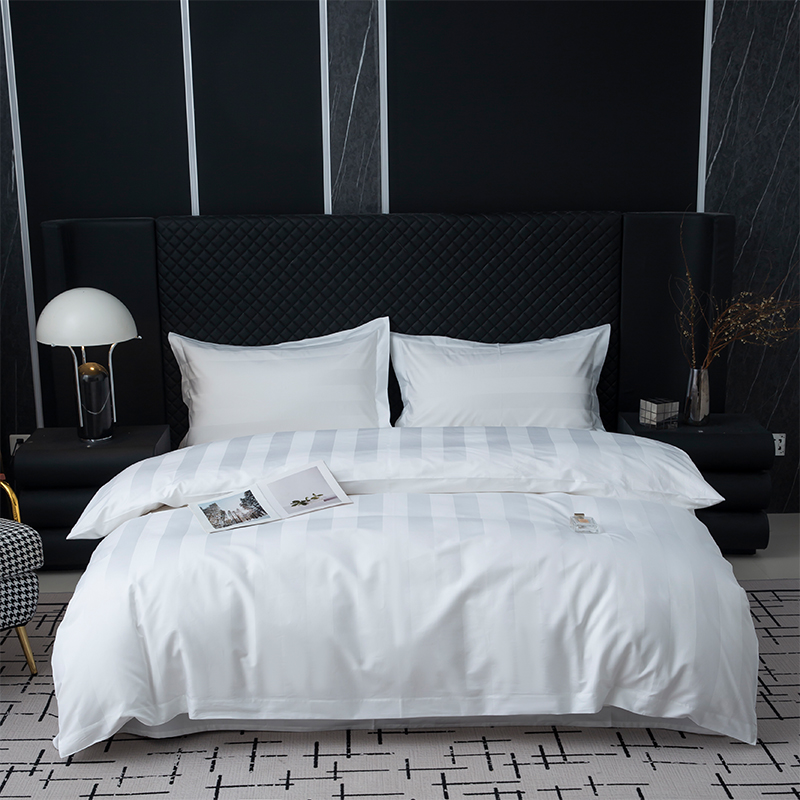 7 cm raso a righe tinta unita bianco 750TC 100% cotone per set biancheria da letto per hotel a cinque stelle