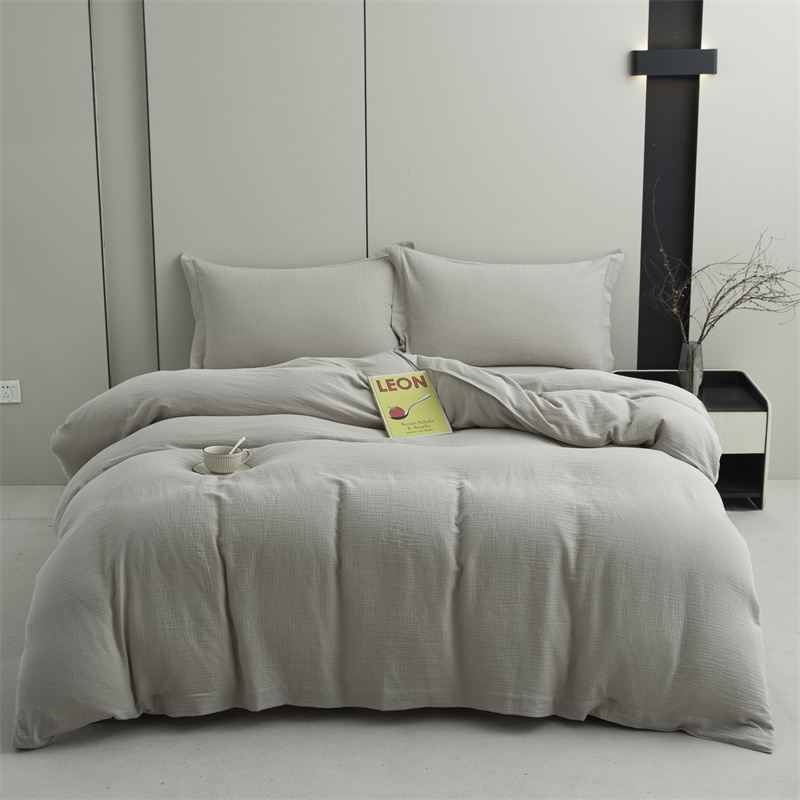 Set di biancheria da letto super morbido in tessuto di cotone 100% garza a doppio strato