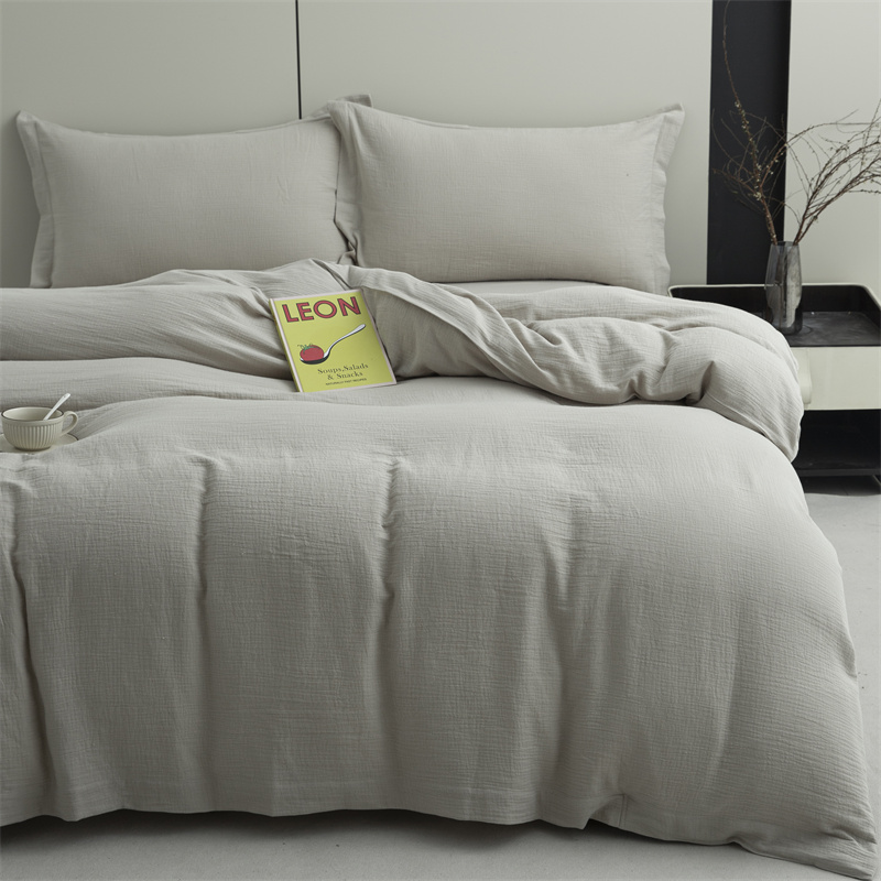 Set di biancheria da letto super morbido in tessuto di cotone 100% garza a doppio strato Set di biancheria da letto super morbido in tessuto di cotone 100% garza a doppio strato