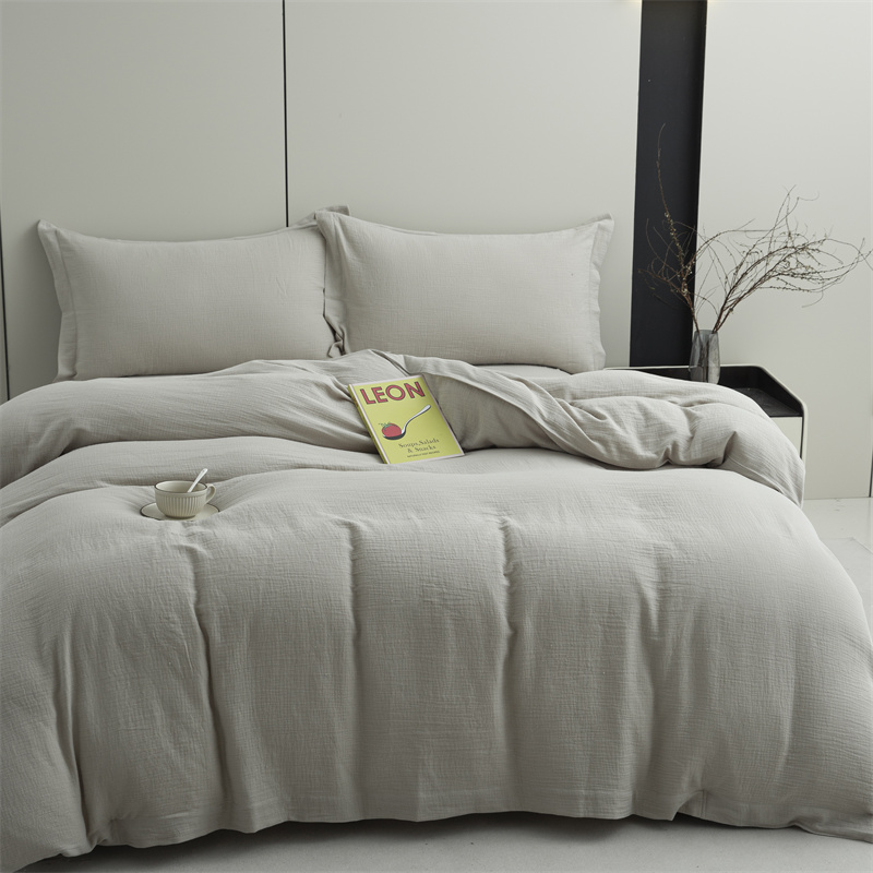 Set di biancheria da letto super morbido in tessuto di cotone 100% garza a doppio strato Set di biancheria da letto super morbido in tessuto di cotone 100% garza a doppio strato