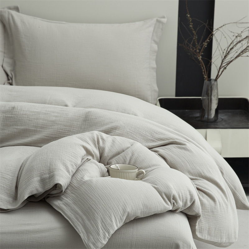 Set di biancheria da letto super morbido in tessuto di cotone 100% garza a doppio strato Set di biancheria da letto super morbido in tessuto di cotone 100% garza a doppio strato