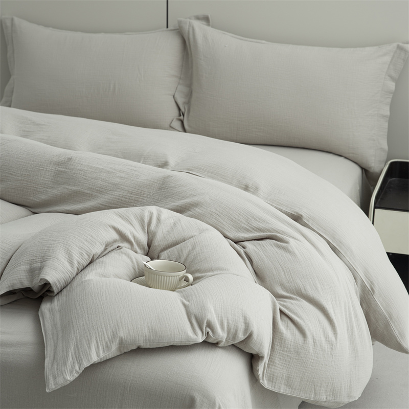 Set di biancheria da letto super morbido in tessuto di cotone 100% garza a doppio strato Set di biancheria da letto super morbido in tessuto di cotone 100% garza a doppio strato