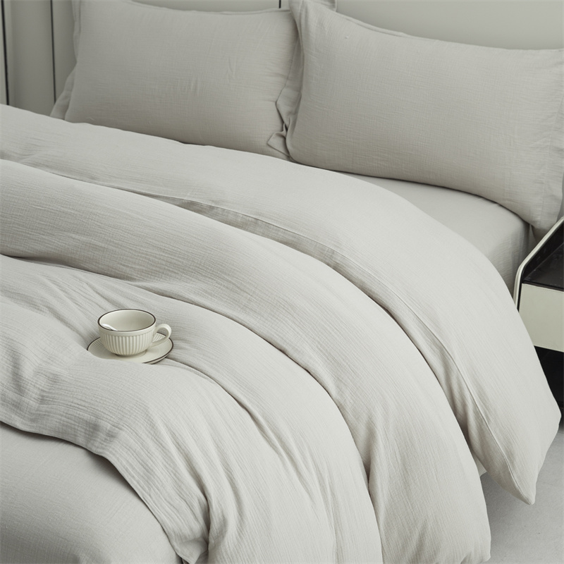 Set di biancheria da letto super morbido in tessuto di cotone 100% garza a doppio strato Set di biancheria da letto super morbido in tessuto di cotone 100% garza a doppio strato